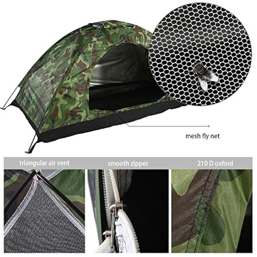 Tenda da campeggio, tenda mimetica impermeabile all’aperto, tenda portatile per una persona per l’escursionismo 201545242