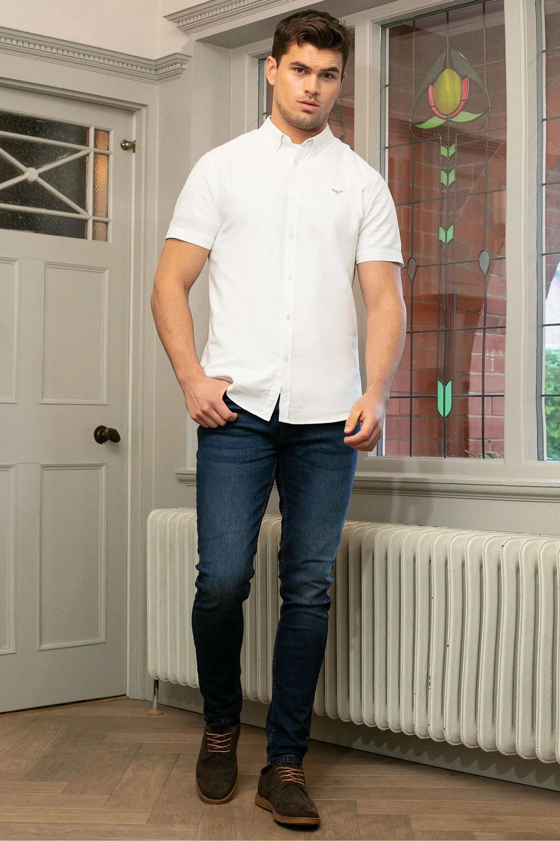 Threadbare - Inferno - Camicia con Oxford Manica corta in cotone