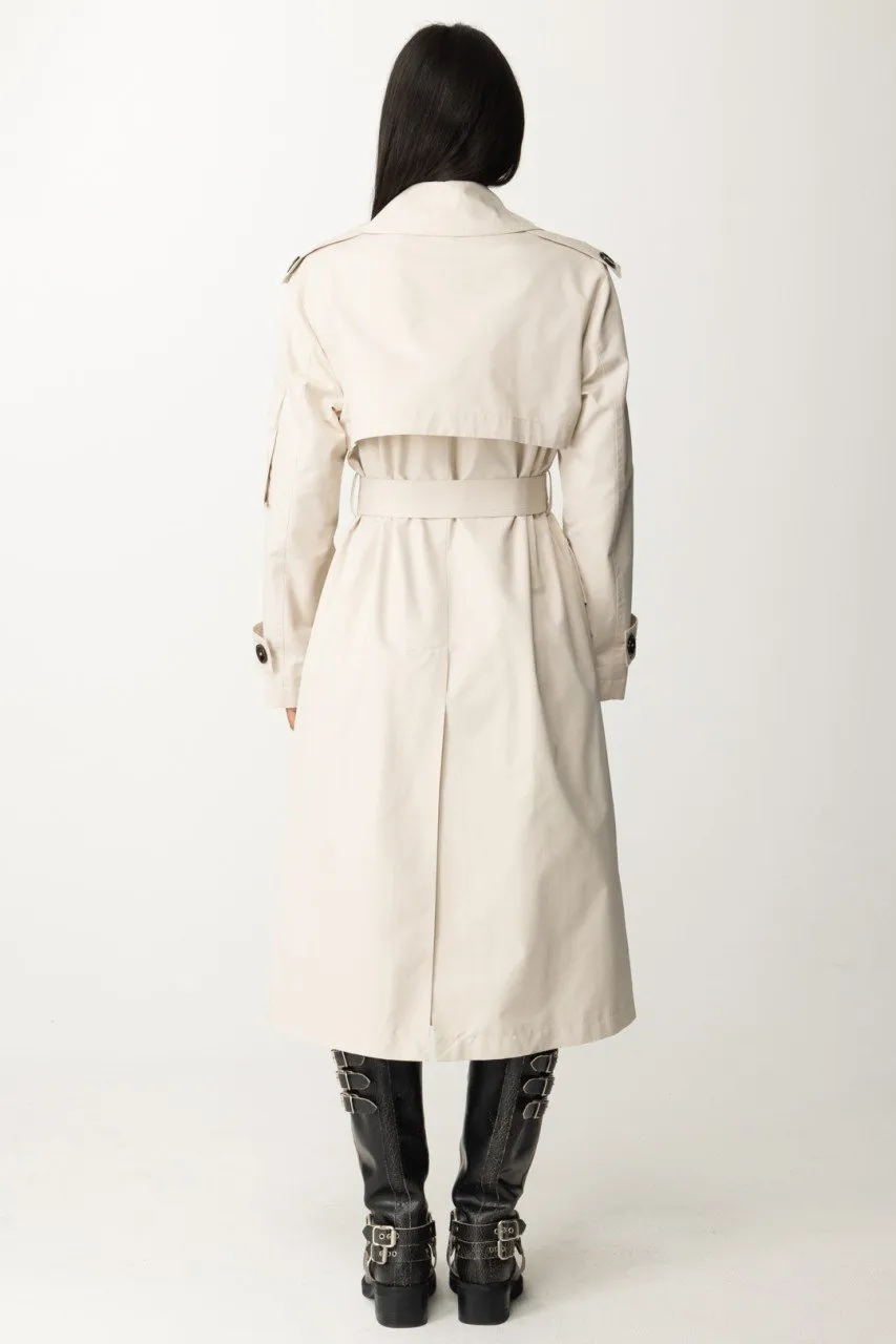 Trench con cintura in gabardina tecnica BEIGE-FARINA AVENA