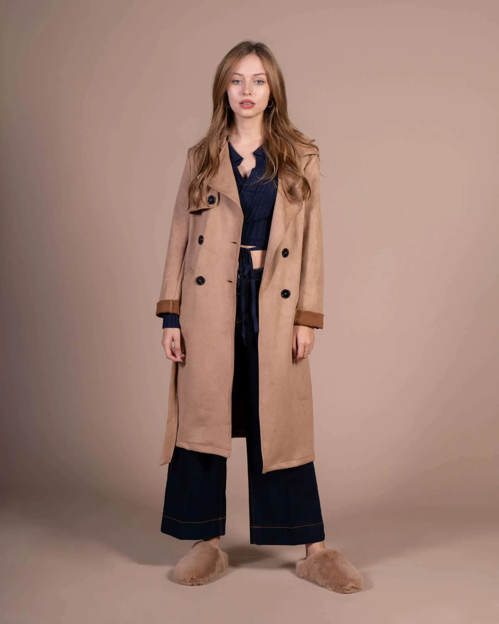 Trench in eco camoscio