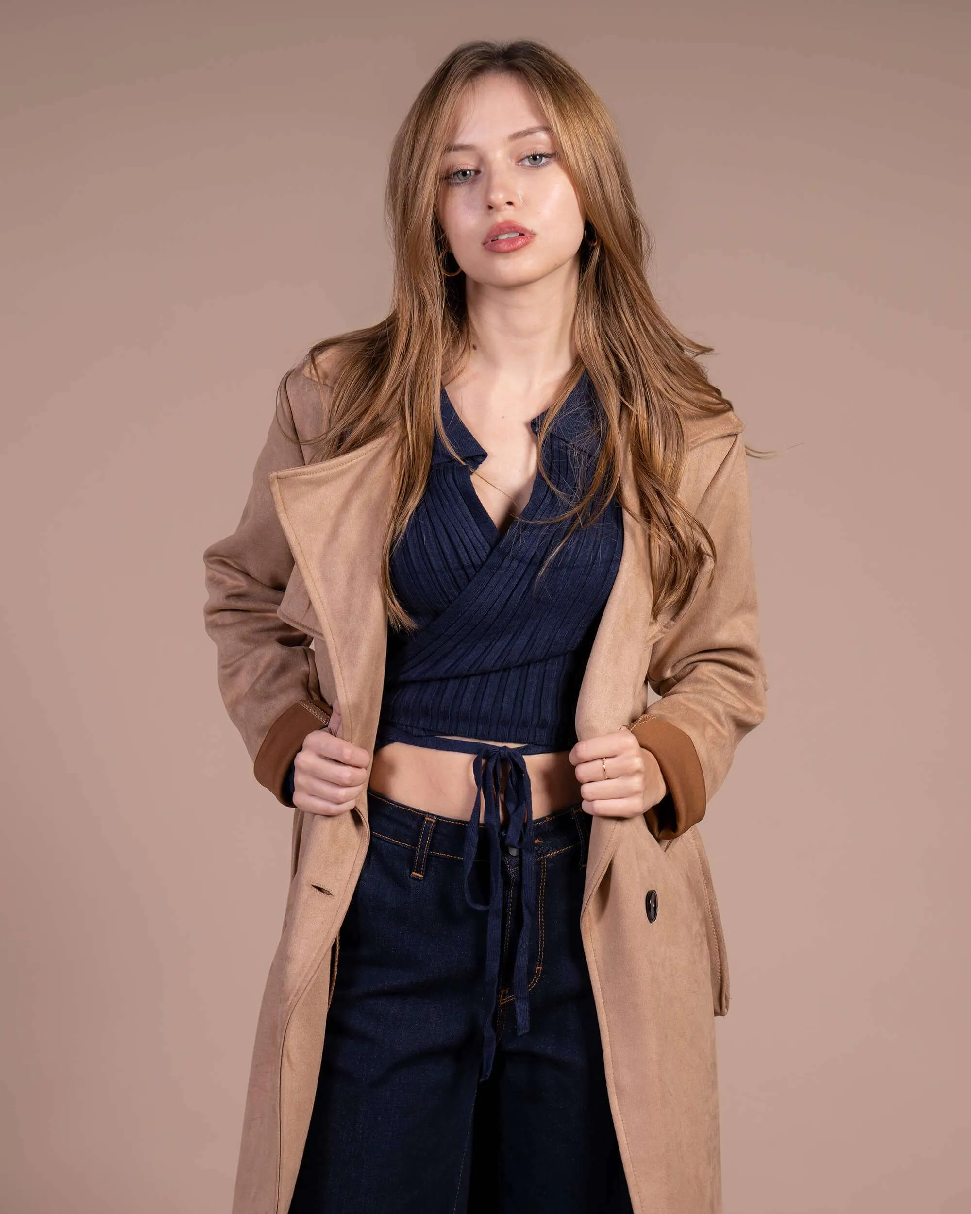 Trench in eco camoscio