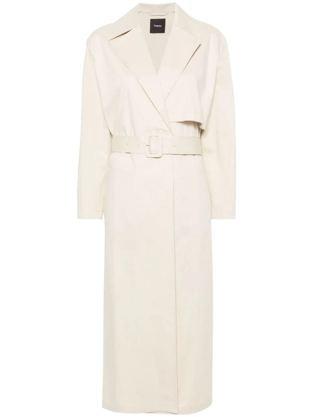Trench lungo con cintura in beige - donna