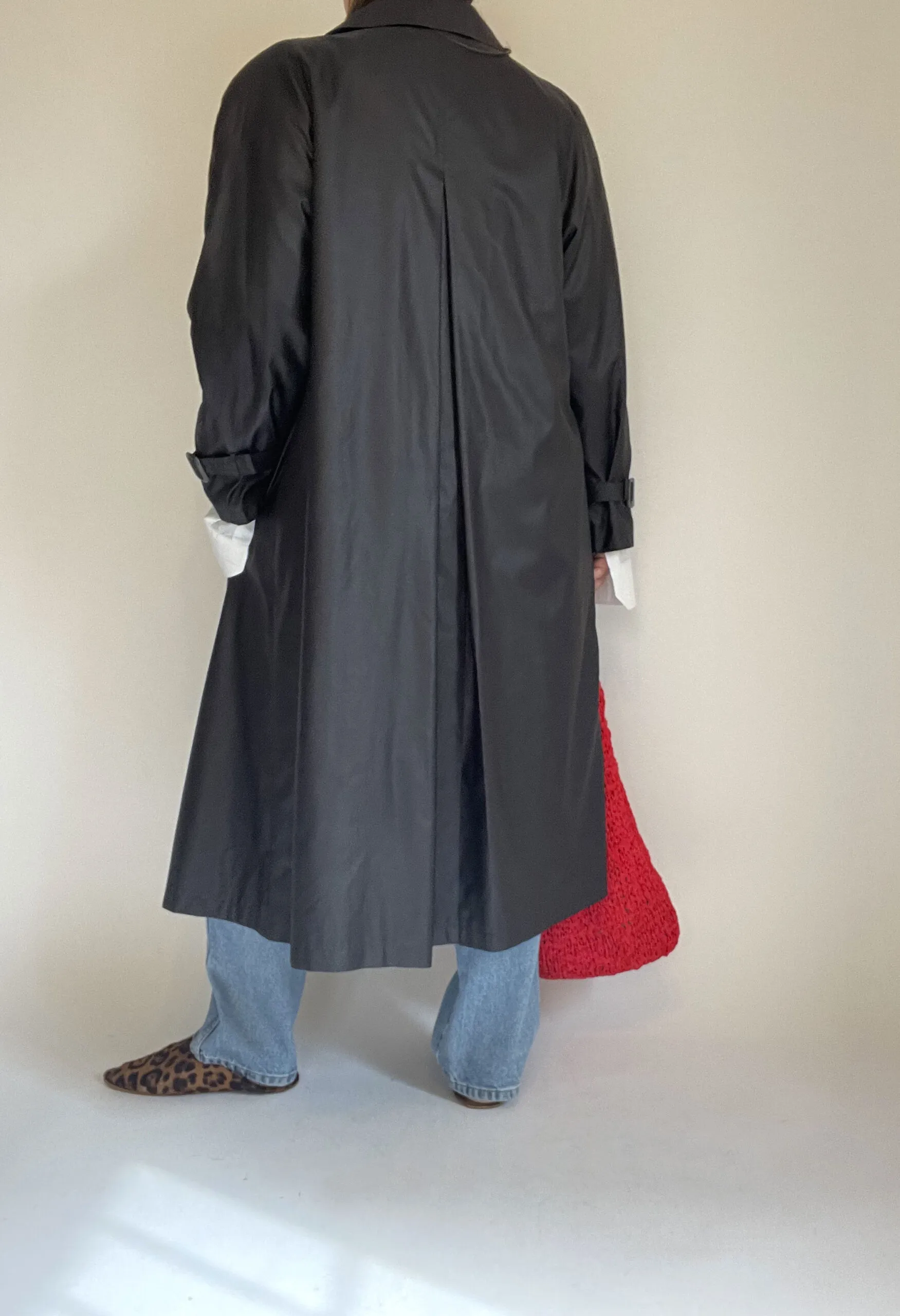 Trench svasato in nylon grigio antracite vintage anni ’90