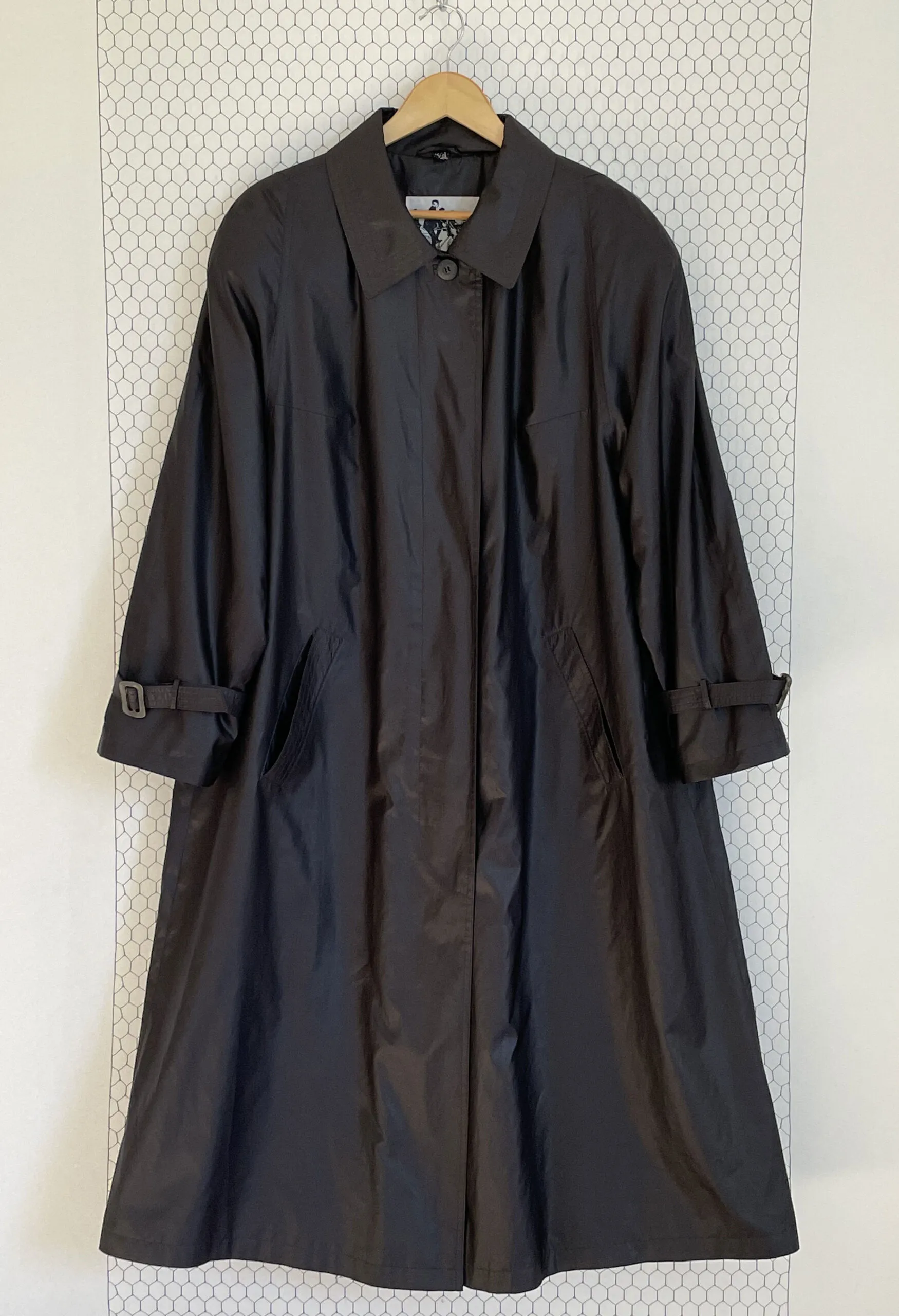 Trench svasato in nylon grigio antracite vintage anni ’90
