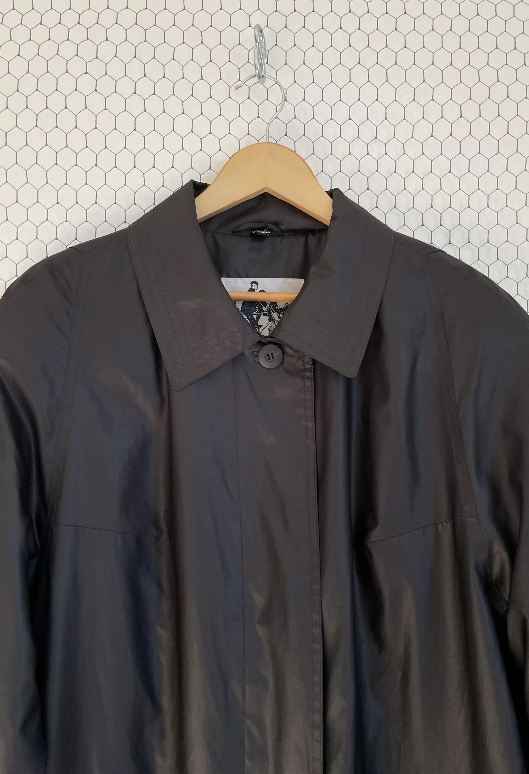 Trench svasato in nylon grigio antracite vintage anni ’90