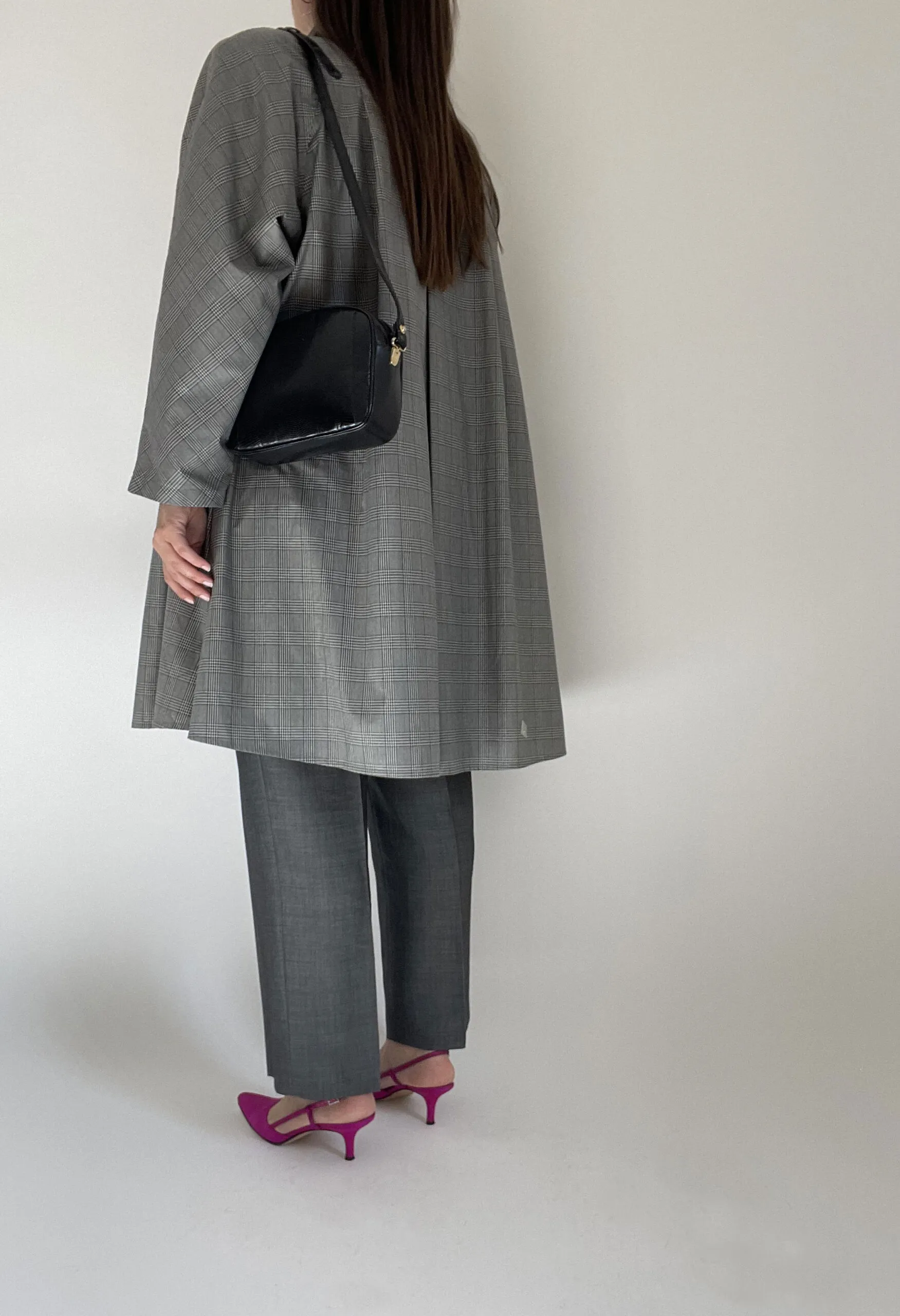 Trench svasato in tessuto cerato stampato vintage anni ’80
