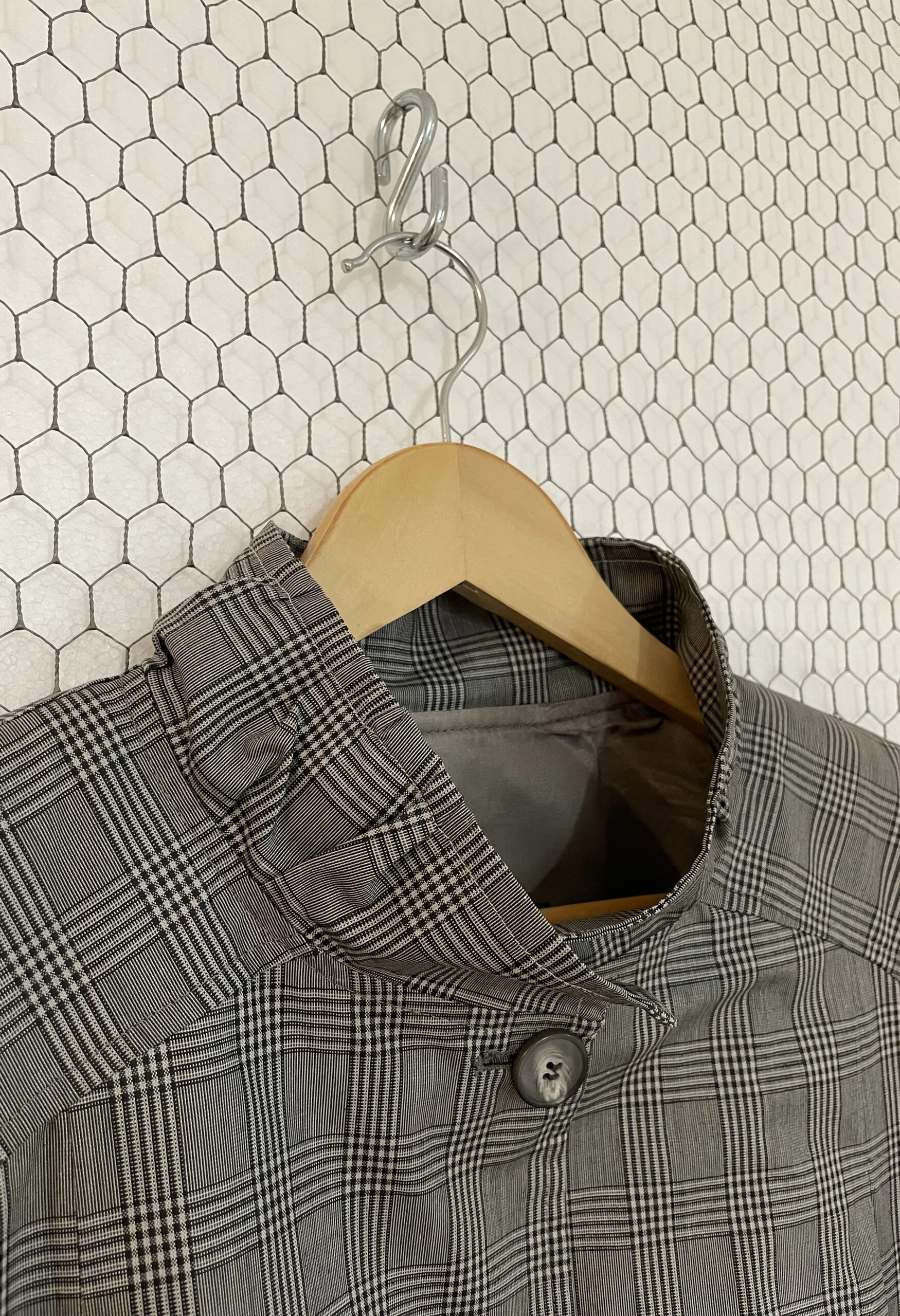 Trench svasato in tessuto cerato stampato vintage anni ’80