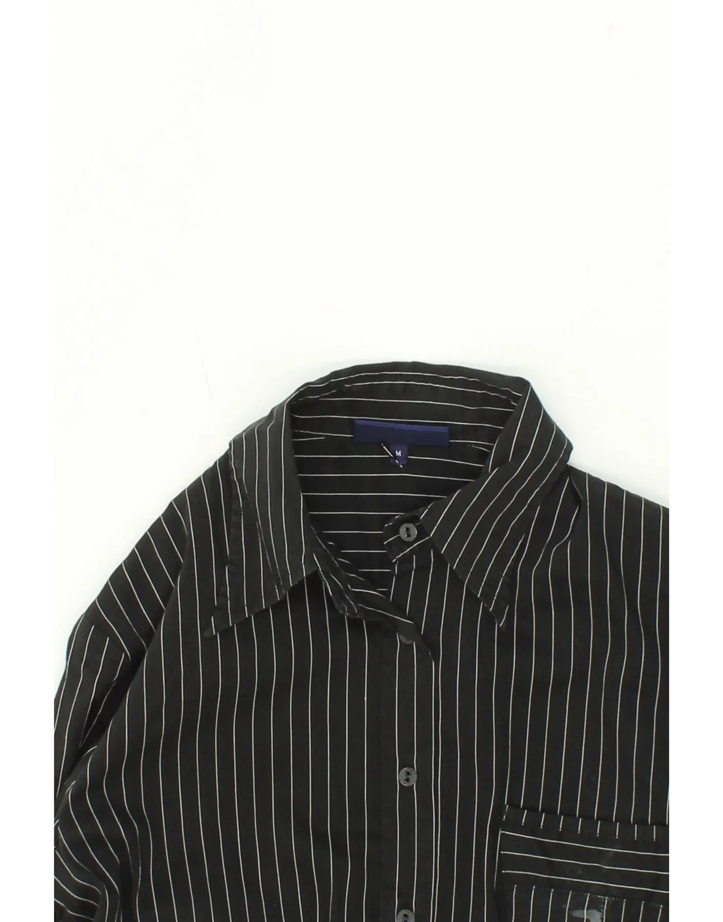 TRUSSARDI JEANS Mens Shirt Medium Black Pinstripe Cotton