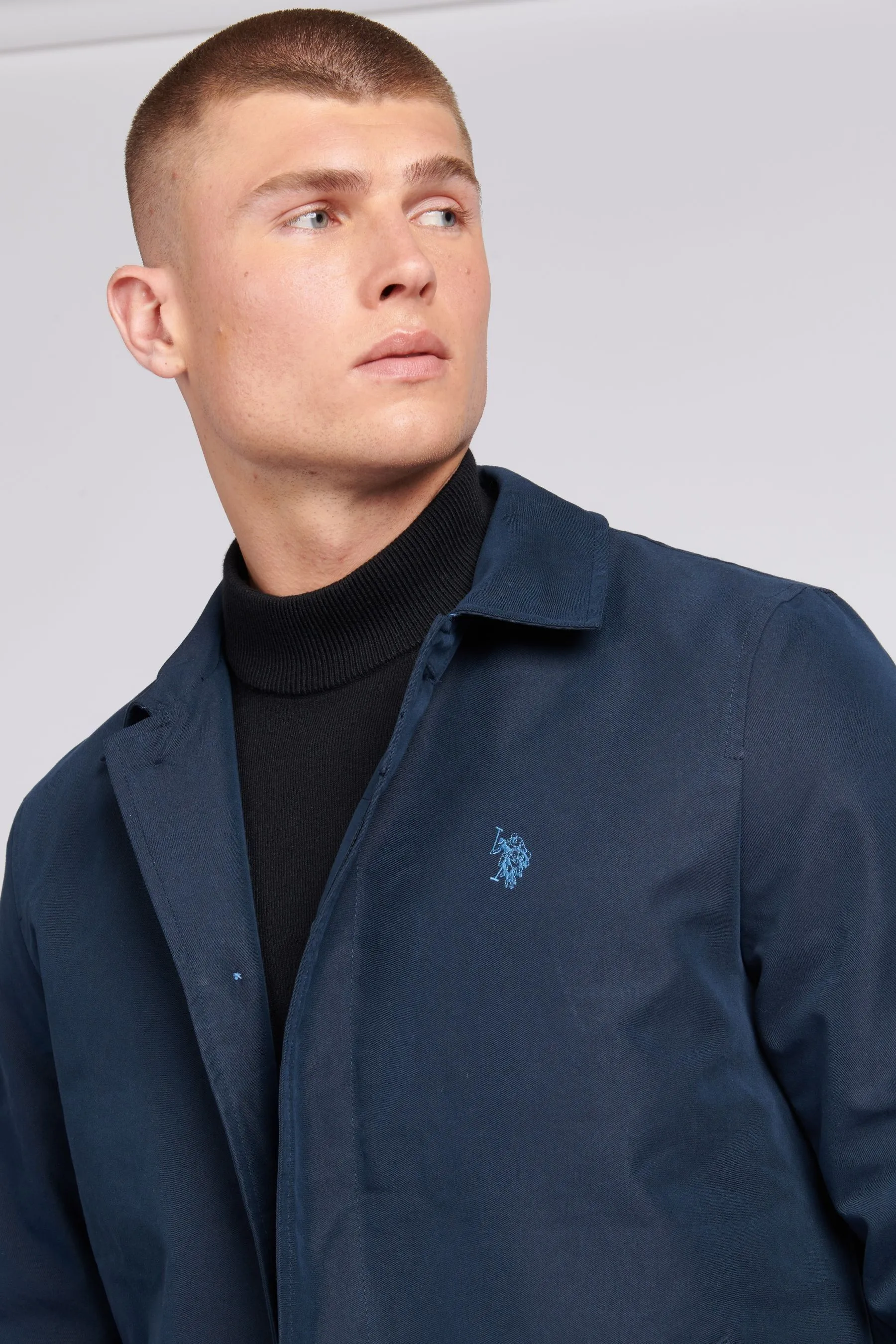 U.S. Polo Assn. Uomo Blu - Trench con parte anteriore piatta