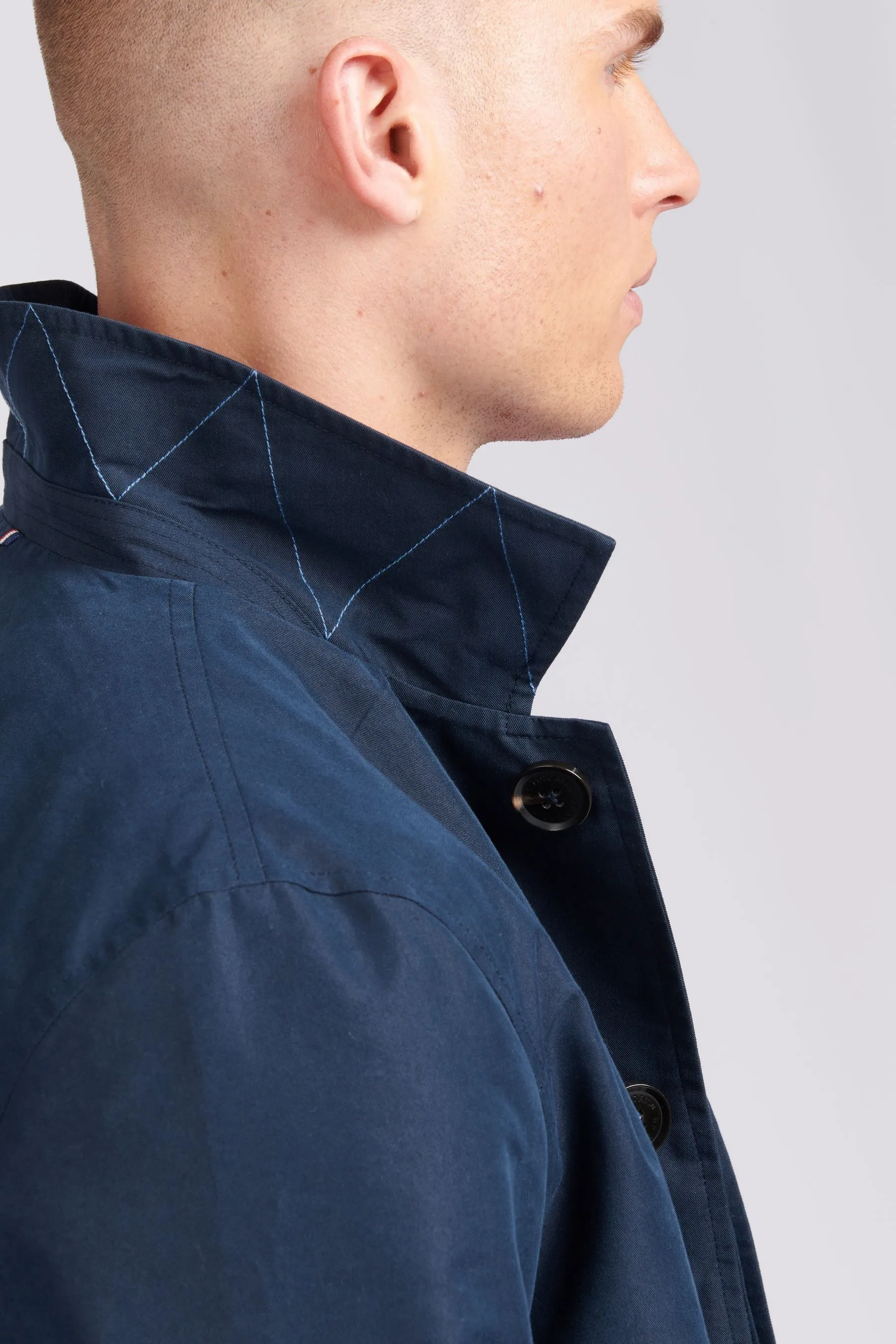 U.S. Polo Assn. Uomo Blu - Trench con parte anteriore piatta