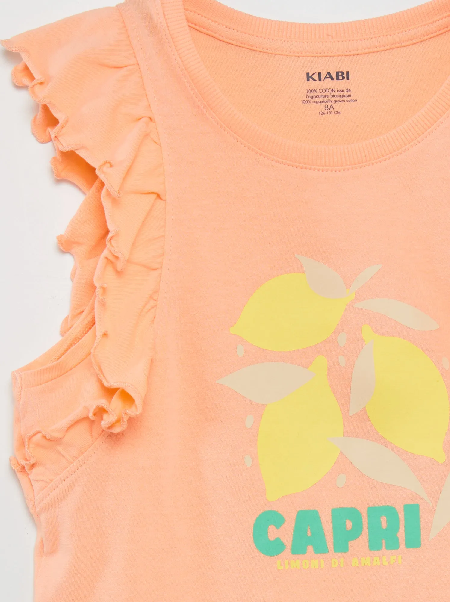 Vestito in jersey con maniche con volant - Grafik Edition - ARANCIONE