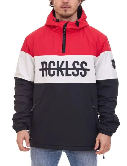 YOUNG & RECKLESS giacca da uomo di transizione pull-over in giacca a vento stile color block 140003 rosso-bianco-nero