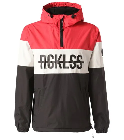 YOUNG & RECKLESS giacca da uomo di transizione pull-over in giacca a vento stile color block 140003 rosso-bianco-nero