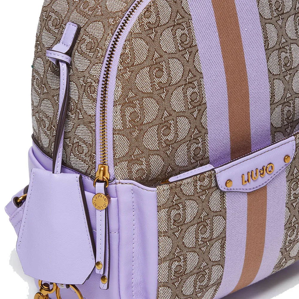 Zaino Donna LIU JO in Tessuto con Logo Jacquard color Teddy