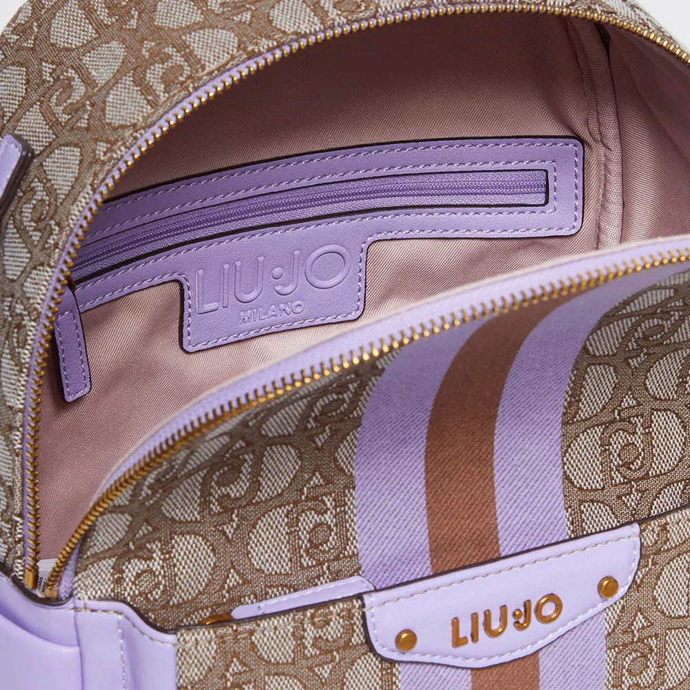 Zaino Donna LIU JO in Tessuto con Logo Jacquard color Teddy