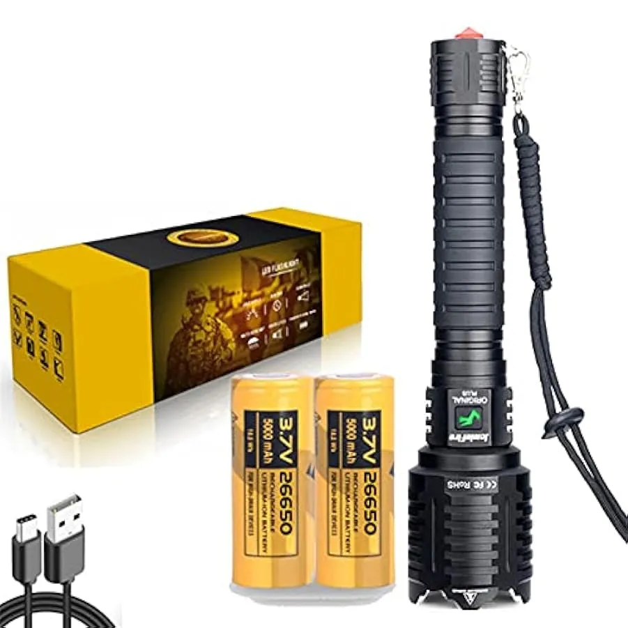 ZDXY Torcia LED XHP 160 Super 8800 Ad Alto Lumen 5 modalità Torcia USB Ricaricabile Super Luminosa Zoom IPX5 Impermeabile, Adatt